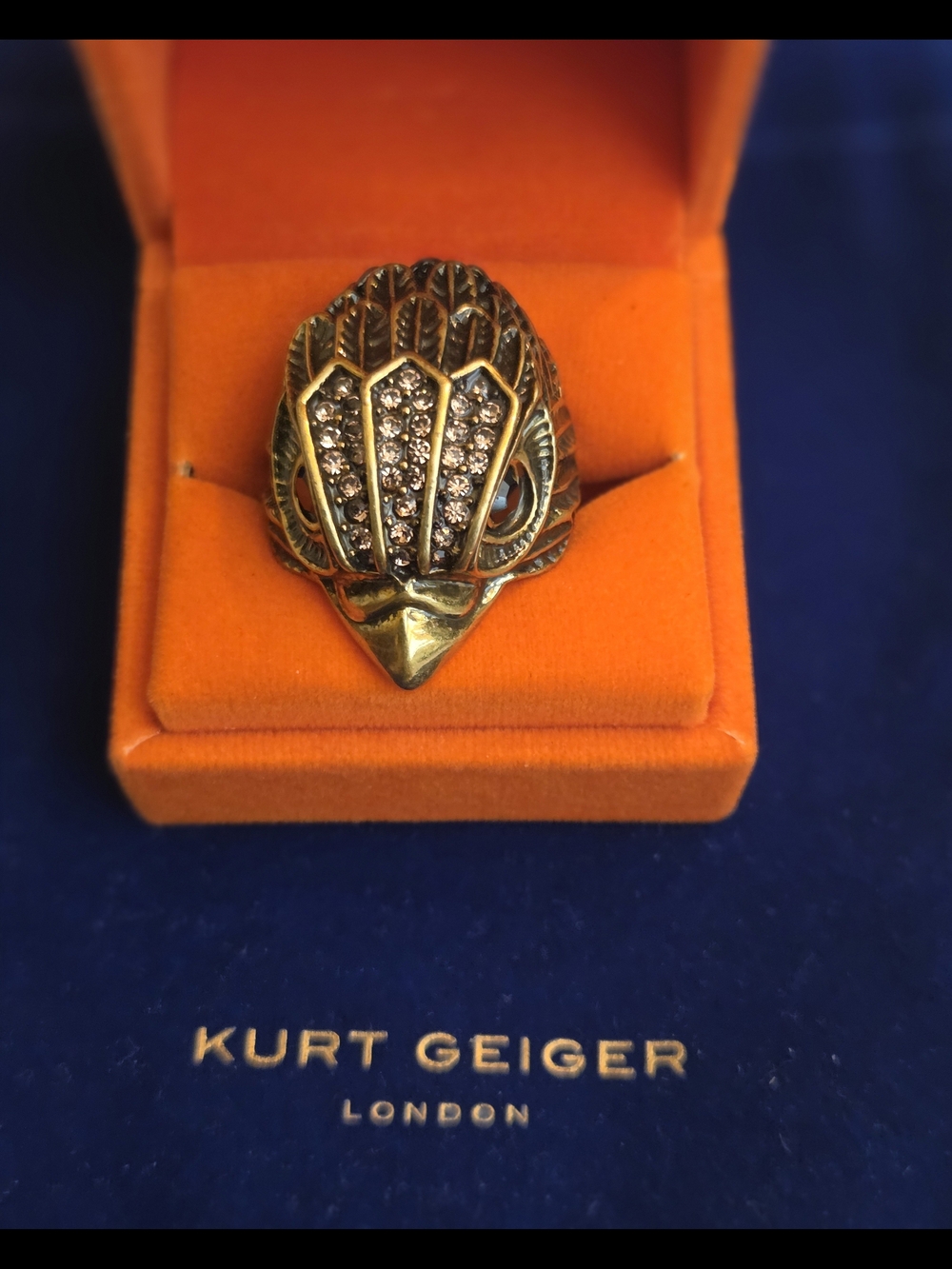 Kurt Geiger Brass-Tone Pavé Bird Head Statement Ring